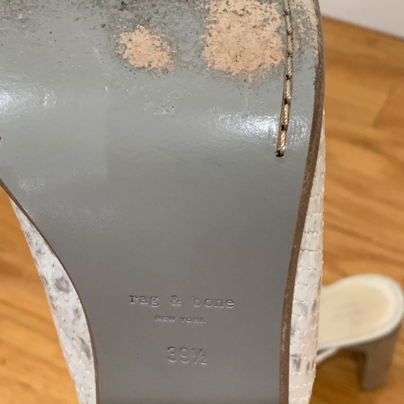 Rag & Bone Tristan Snake Print Mule Sandal Shoe Sz 9.5 White Python Leather 39.5 - Picture 13 of 16